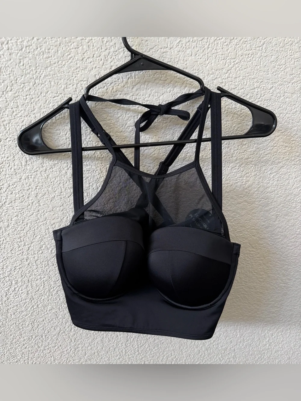 Torrid Vixen Size 1X Black Push Up High Neck Mesh Underwire Halter Swim Top